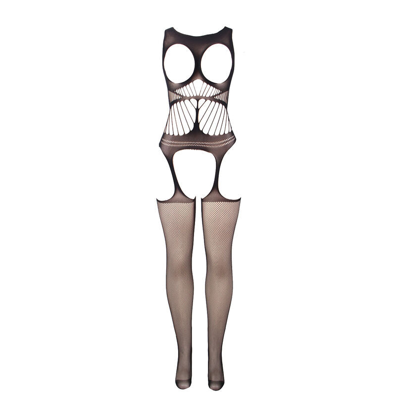 Bodystocking a rete senza cavallo con coppa e spalle aperte nero taglia unica di Subblime, immagine 3
