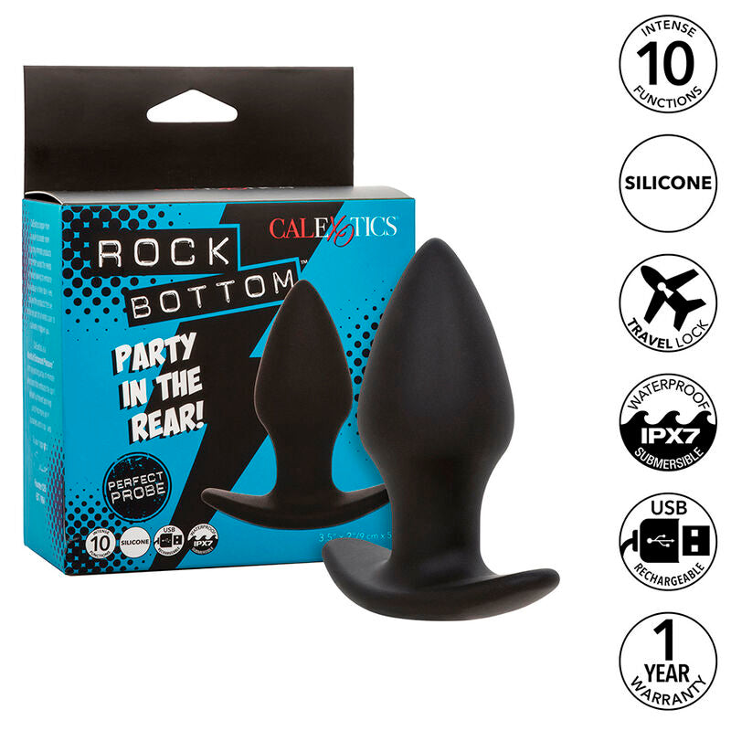 Rock Bottom perfect anal plug 10 vibrazioni silicone nero di Calexotics