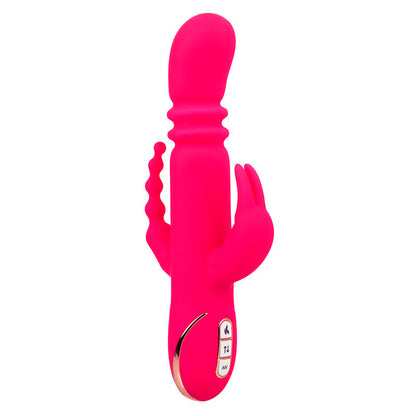 Vibratore triplo Jack fantasy riscaldato rosa coniglio di Calexotics, immagine 2
