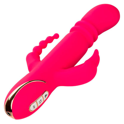 Vibratore triplo Jack fantasy riscaldato rosa coniglio di Calexotics, immagine 3
