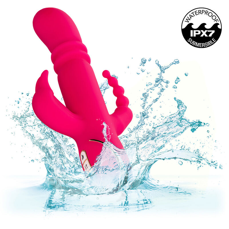 Vibratore triplo Jack fantasy riscaldato rosa coniglio di Calexotics, immagine 9