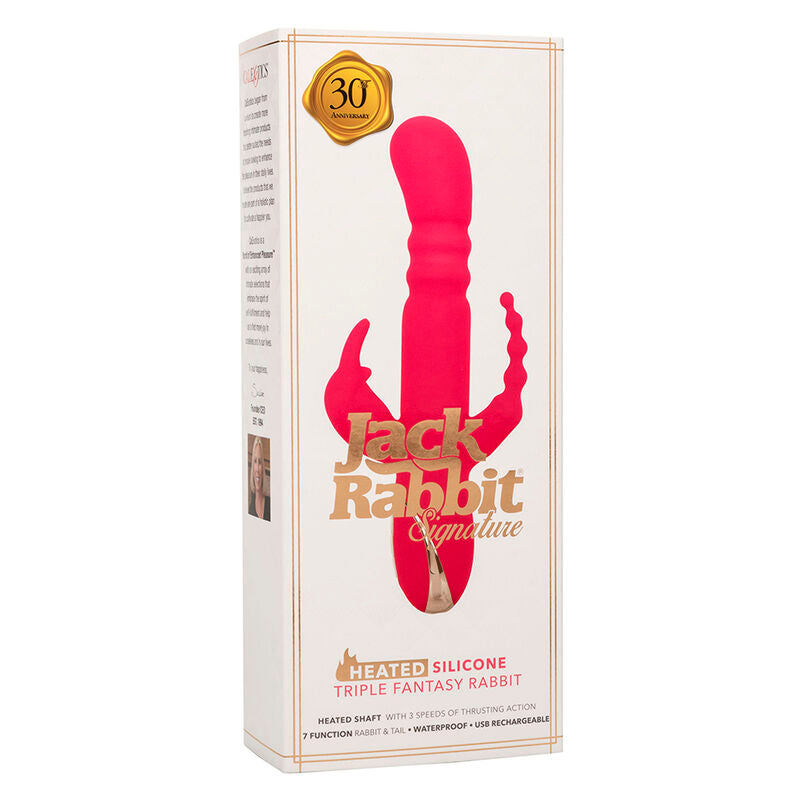 Vibratore triplo Jack fantasy riscaldato rosa coniglio di Calexotics, immagine 10