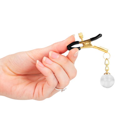 Morsetti per capezzoli con perline di vetro oro 6 cm di Kink, immagine 4