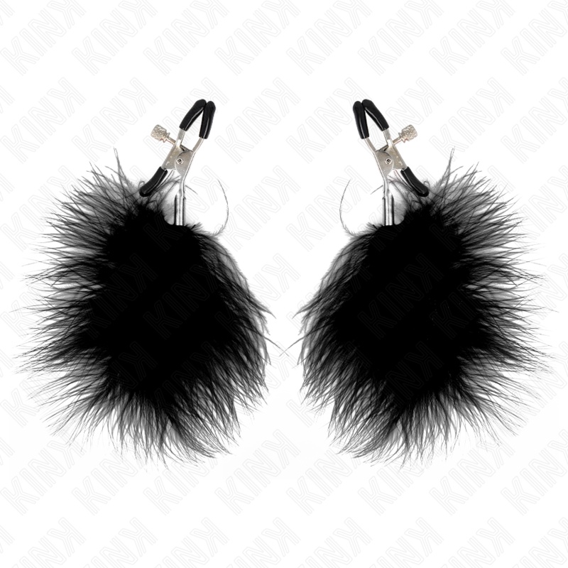 Pinza per capezzoli piuma nera 7 cm di Kink, immagine 2