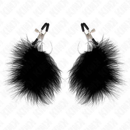 Pinza per capezzoli piuma nera 7 cm di Kink, immagine 2