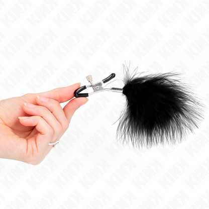 Pinza per capezzoli piuma nera 7 cm di Kink, immagine 3