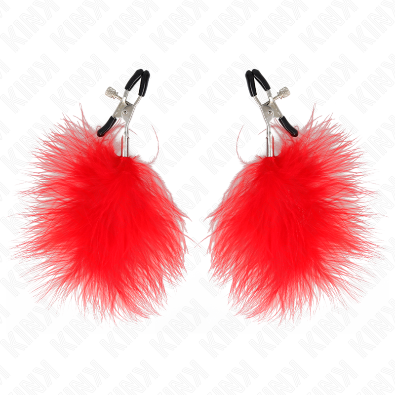 Pinza per capezzoli piuma rosso 7 cm di Kink, immagine 2