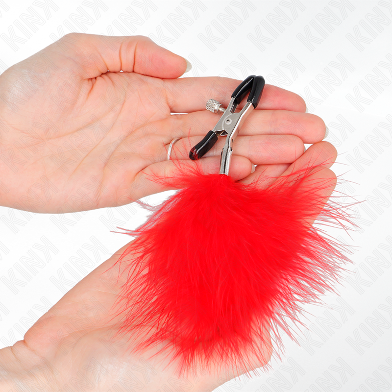 Pinza per capezzoli piuma rosso 7 cm di Kink, immagine 3