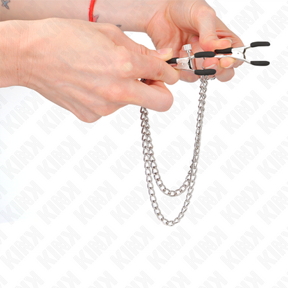 Pinze per capezzoli con 2 catene spesse argento 20/23 cm di Kink, immagine 4