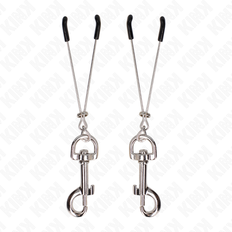 Pinza per capezzoli a gancio sottile argento 7 cm di Kink