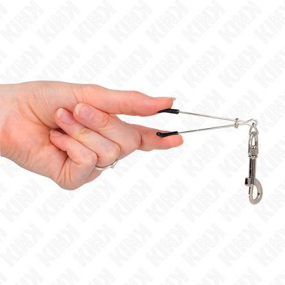 Pinza per capezzoli a gancio sottile argento 7 cm di Kink, immagine 4