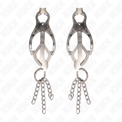 Pinze per capezzoli trifoglio giapponese con Catenine argento di Kink, immagine 2