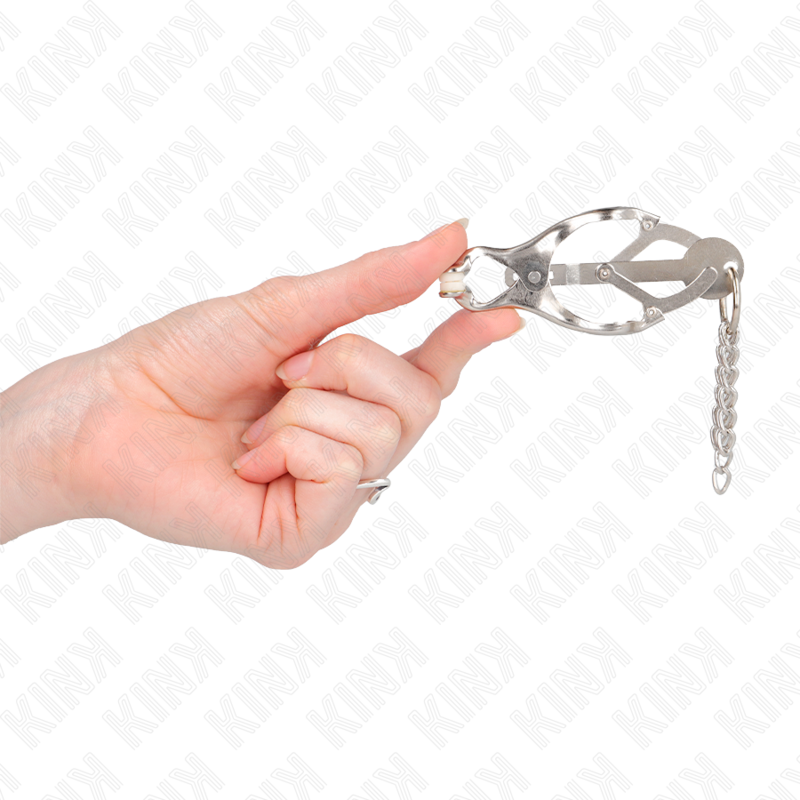 Pinze per capezzoli trifoglio giapponese con Catenine argento di Kink, immagine 4