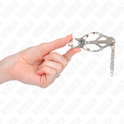 Pinze per capezzoli trifoglio giapponese con Catenine argento di Kink, immagine 4