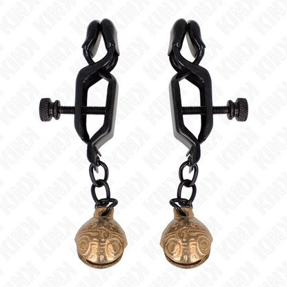 Morsetti per capezzoli stile bell Jaw nero 7 cm di Kink