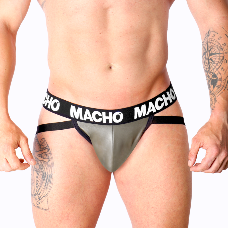 Jock in pelle Mx27gr grigio beige M di Macho