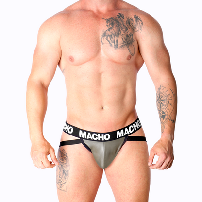 Jock in pelle Mx27gr grigio beige M di Macho, immagine 5