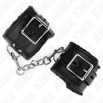 Resistenza da polso imbottita in pelliccia nera con cintura nera regolabile 17-29 cm x 6 cm di Kink, immagine 4