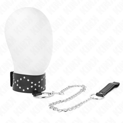 Collana 65 cm con guinzaglio con borchie argento modello 3 regolabile 36-43 cm x 5 cm di Kink