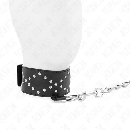 Collana 65 cm con guinzaglio con borchie argento modello 3 regolabile 36-43 cm x 5 cm di Kink, immagine 3