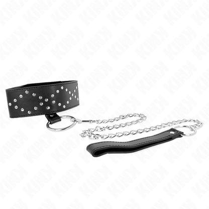 Collana 65 cm con guinzaglio con borchie argento modello 3 regolabile 36-43 cm x 5 cm di Kink, immagine 4