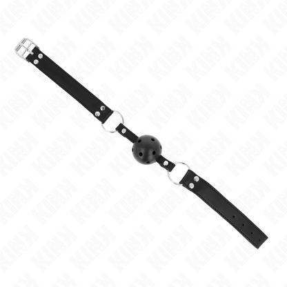 Bavaglio sfera traspirante 4 cm con doppio Rivetto modello 1 nero 62,5 x 2,5 cm regolabile 42-58 cm di Kink, immagine 3