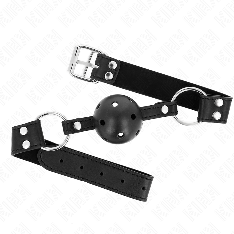 Bavaglio sfera traspirante 4 cm con doppio Rivetto modello 1 nero 62,5 x 2,5 cm regolabile 42-58 cm di Kink