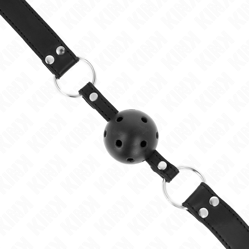 Bavaglio sfera traspirante 4 cm con doppio Rivetto modello 1 nero 62,5 x 2,5 cm regolabile 42-58 cm di Kink, immagine 4