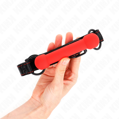 Bavaglio Bone con cinturino in similpelle rosso regolabile 41-57 cm di Kink, immagine 2