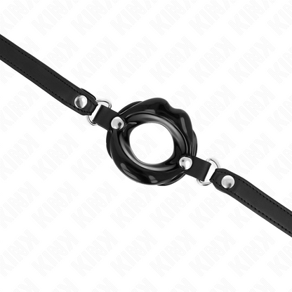 Bavaglio Lip 8 cm con cinturino in similpelle nera 63 x 2 cm regolabile 39-58 cm di Kink, immagine 4