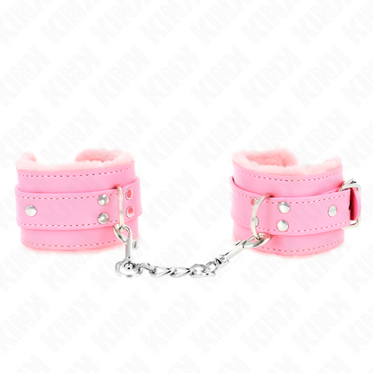 Resistenza da polso imbottita in pelliccia rosa con cintura rosa regolabile 17-29 cm x 6 cm di Kink, immagine 2
