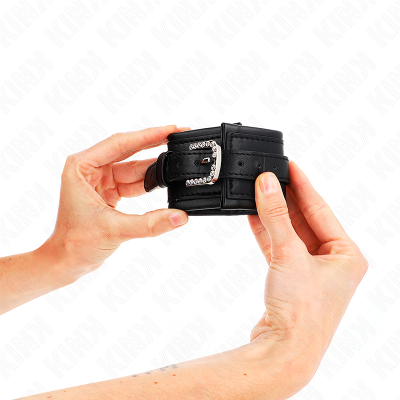 Manette e restrizioni Poggipolso con fibbia strass nero regolabile 25-32 cm x 5,5 cm di Kink, immagine 4