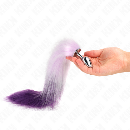 Plug anale taglia S 7 x 3 cm con coda sintetica 40 cm viola di Kink