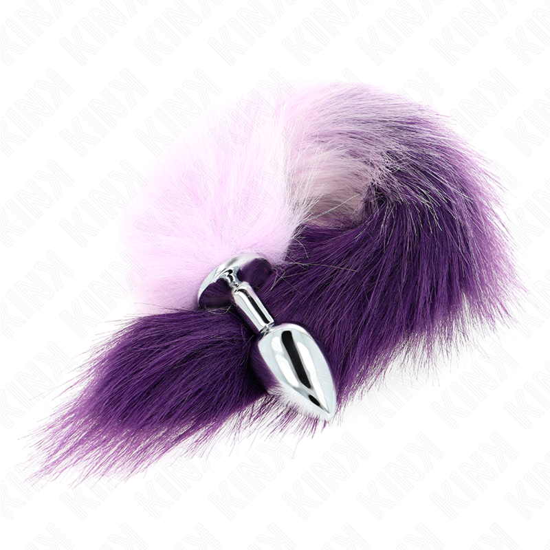 Plug anale taglia S 7 x 3 cm con coda sintetica 40 cm viola di Kink, immagine 3