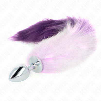 Plug anale taglia S 7 x 3 cm con coda sintetica 40 cm viola di Kink, immagine 2