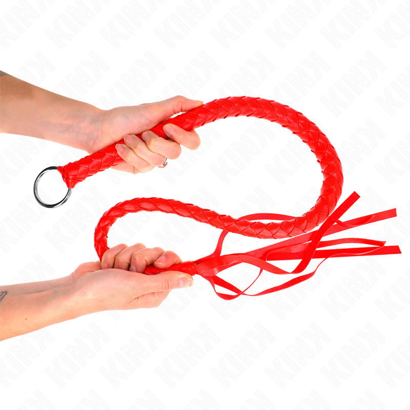 Frusta serpente con anello mano rosso 65 cm di Kink, immagine 3
