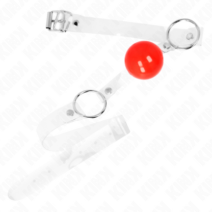 Palla in PVC trasparente rossa bavaglio 4 cm regolabile di Kink, immagine 2