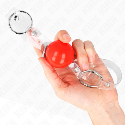 Palla in PVC trasparente rossa bavaglio 4 cm regolabile di Kink, immagine 3