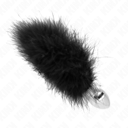 Plug anale in acciaio inossidabile 11 x 7 cm con piuma 11 cm di Kink, immagine 2