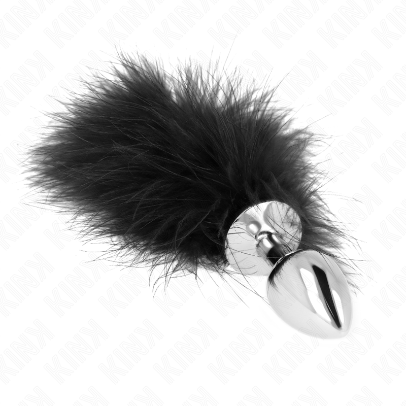 Plug anale in acciaio inossidabile 11 x 7 cm con piuma 11 cm di Kink, immagine 3