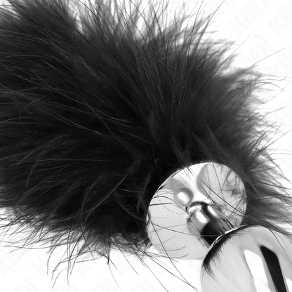 Plug anale in acciaio inossidabile 11 x 7 cm con piuma 11 cm di Kink, immagine 4