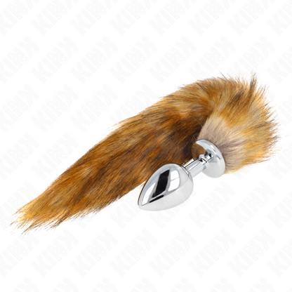 Plug anale misura L 10 x 4 cm con coda sintetica 40 cm marrone di Kink, immagine 2