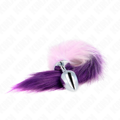 Plug anale misura L 10 x 4 cm con coda sintetica 40 cm viola di Kink, immagine 3