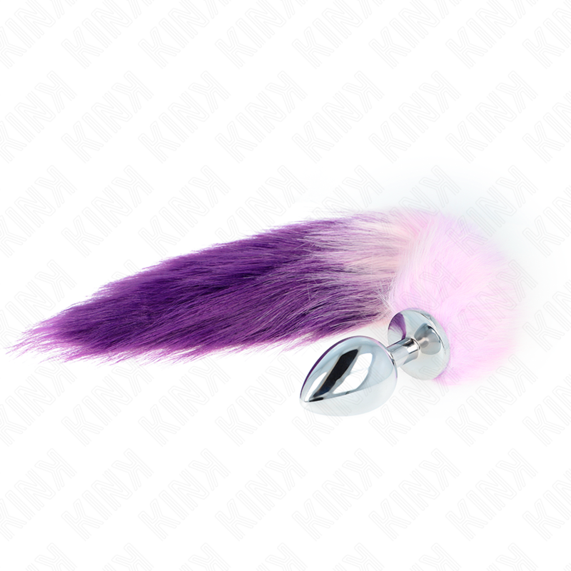 Plug anale misura L 10 x 4 cm con coda sintetica 40 cm viola di Kink, immagine 2