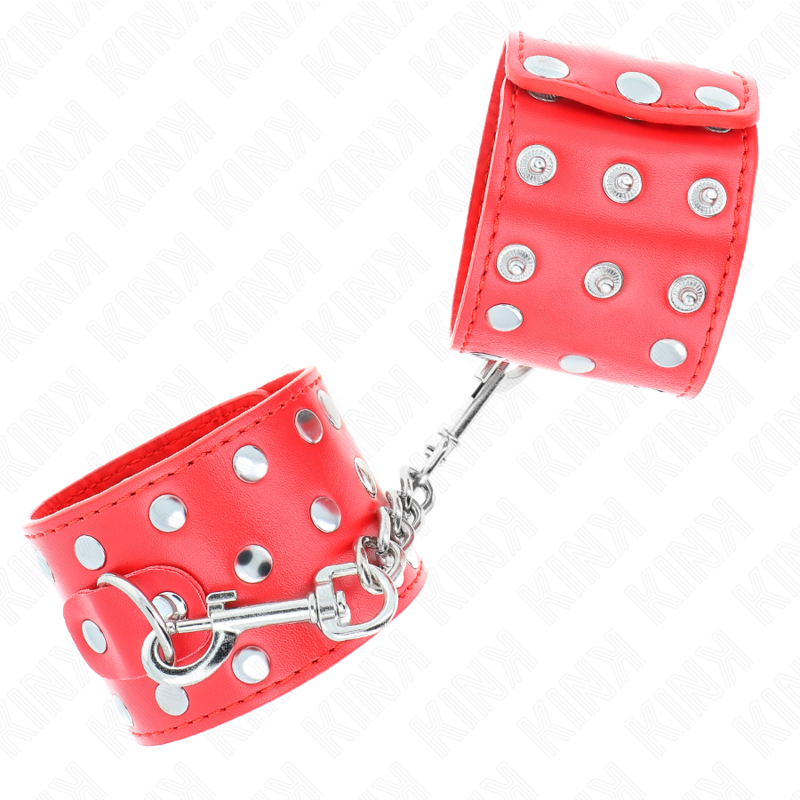 Resistenza da polso con chiusura a scatto completa di rivetti rosso regolabile 19-24 cm x 5,5 cm di Kink, immagine 3