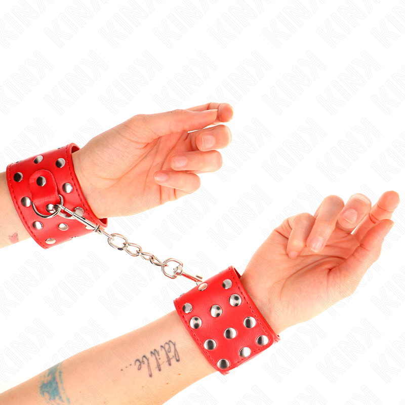 Resistenza da polso con chiusura a scatto completa di rivetti rosso regolabile 19-24 cm x 5,5 cm di Kink