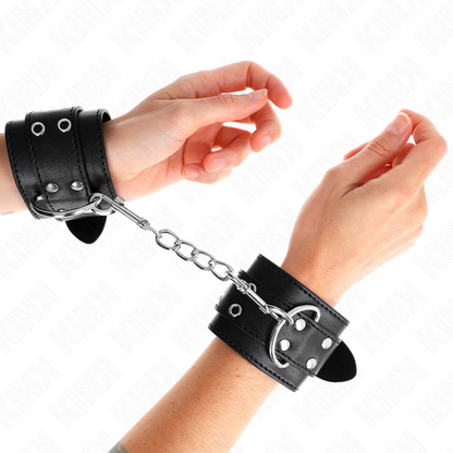 Manette e restrizioni Regtino da polso doppia fibbia nero regolabile 19-26 cm di Kink