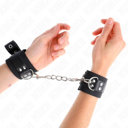 Resistenza da polso in nylon nero con cintura in pelle nera regolabile 19-29 cm x 5,1 cm di Kink