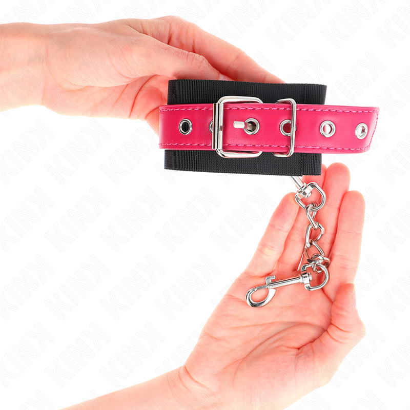 Resistenza da polso in nylon nero con cintura in similpelle rosa lampone regolabile 19-29 cm x 5,1 cm di Kink, immagine 4