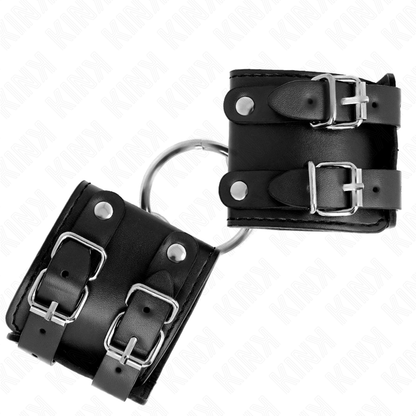 Polso fisso con anello e borchie regolabile nero 17-22 cm x 6,5 cm di Kink, immagine 3